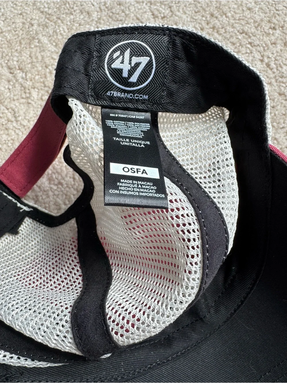 47 US Open Maroon and White Mesh Trucker Cap